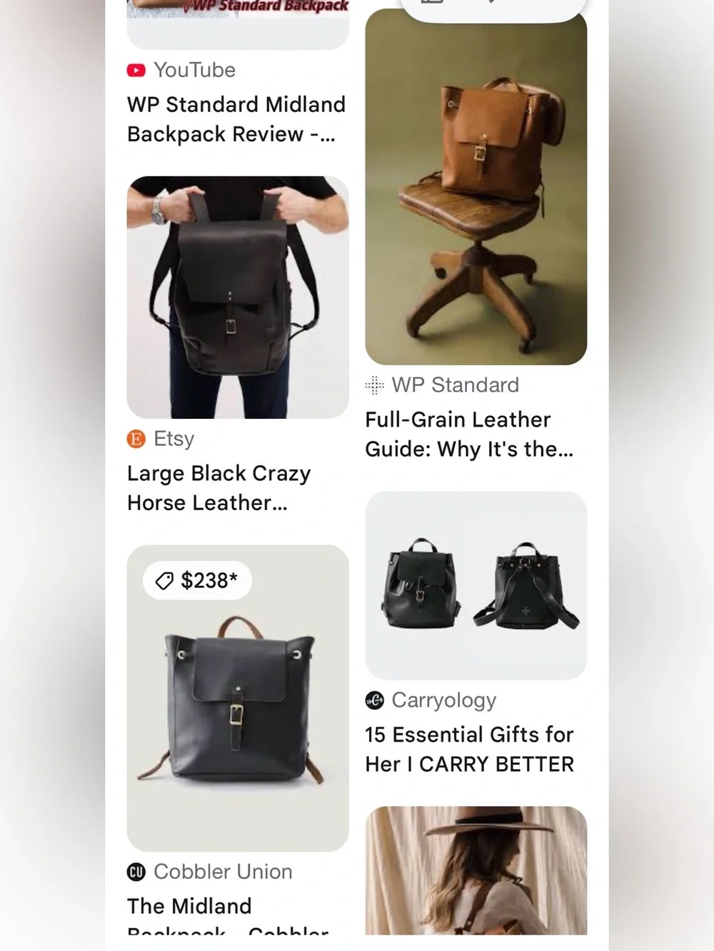Wp Standatd Minimal Black Leather Backpack with Buckle Flap NEW